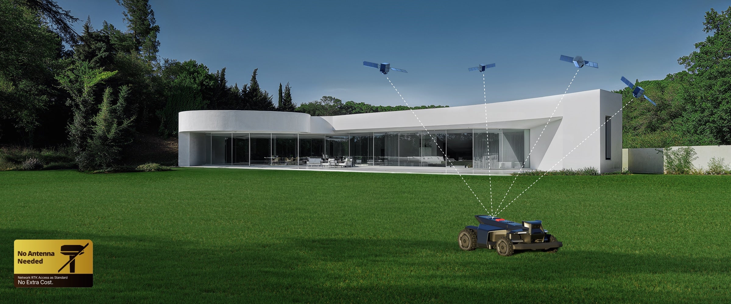 <p>Network RTK access is included at no extra cost, and the required cellular data is provided free of charge.⁸ Fast deployment with antenna-free RTK and one-click mowing.⁹ Works consistently in any weather.</p>