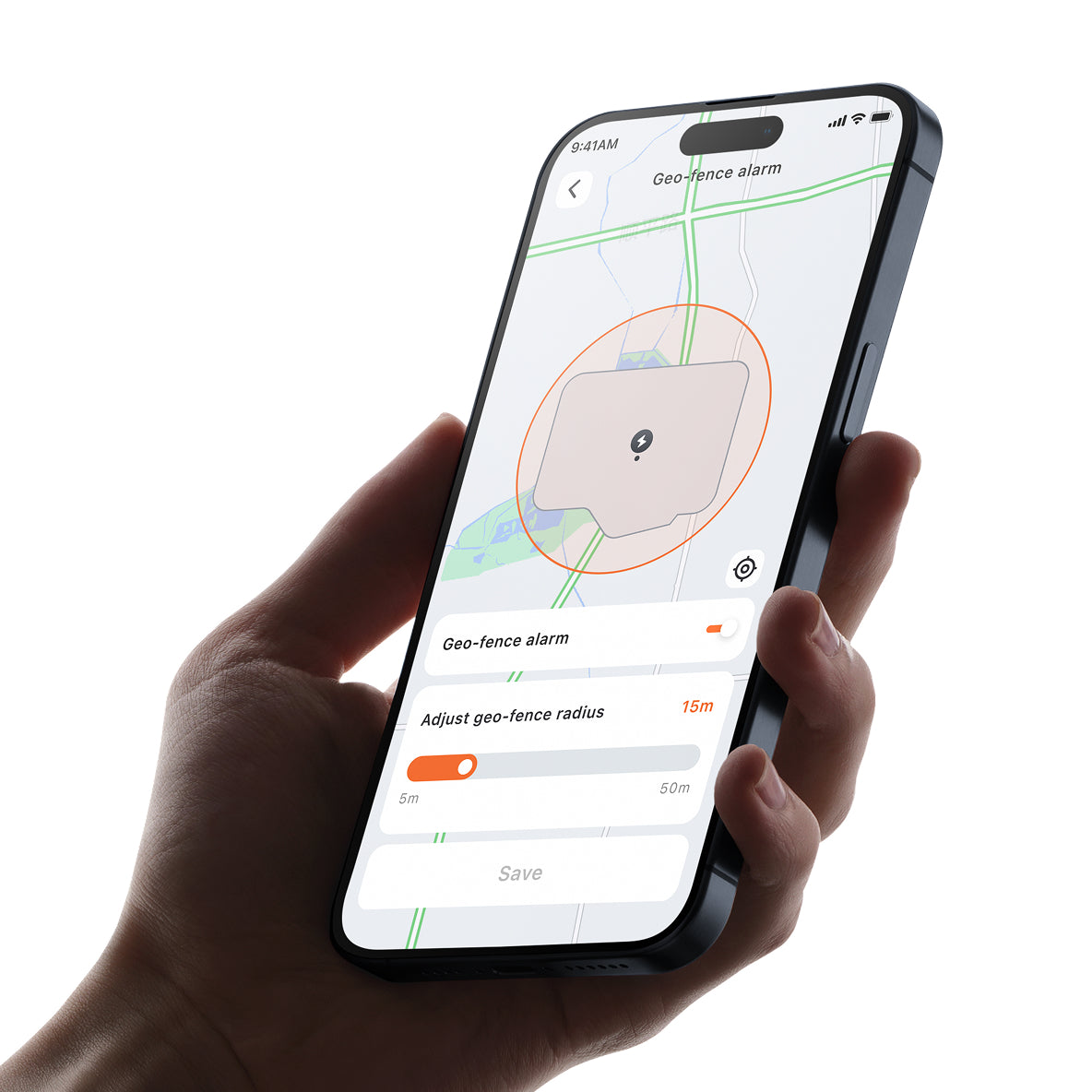 Navimow i105E robot lawn mower app showing the geofence alarm.