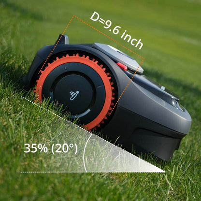 Segway Navimow i110N robot lawn mower is on a hill.