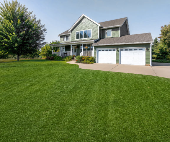 Navimow i110N robot lawn mower mows the large green lawn.