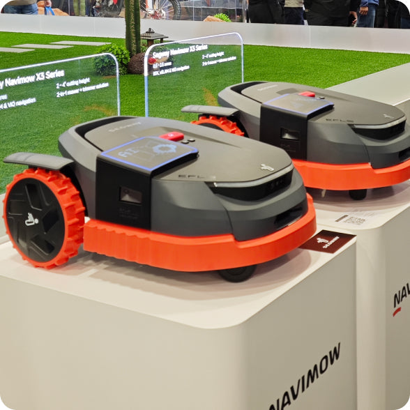 Segway Navimow X3 Series robot lawn mower models on display.