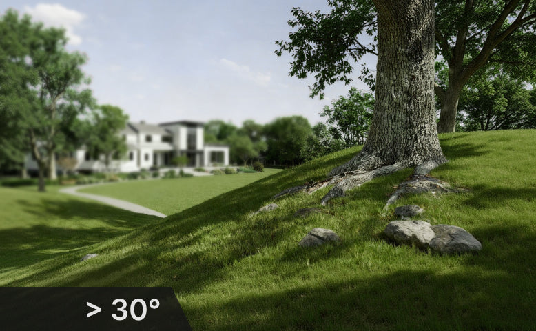 Segway Navimow i105E robot lawn mower tackles very steep slopes.