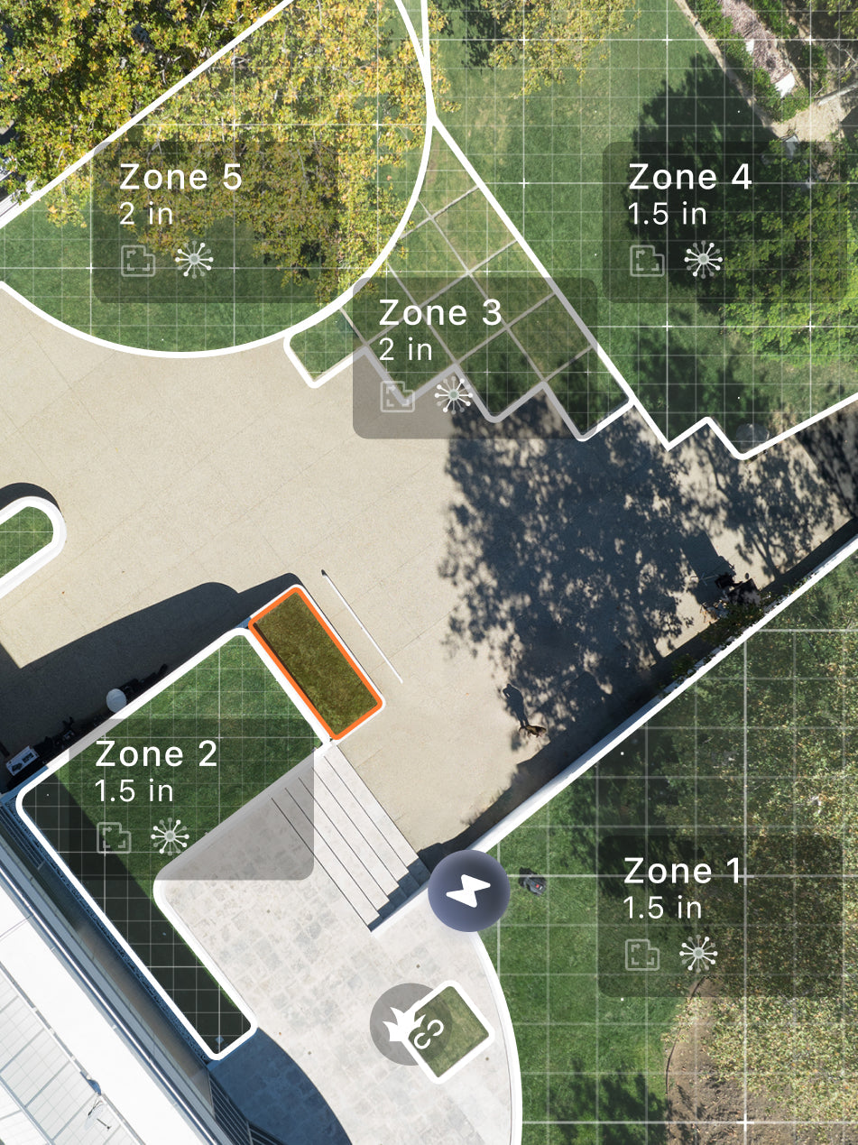 Segway Navimow robot lawn mower application interface shows mapping zones.
