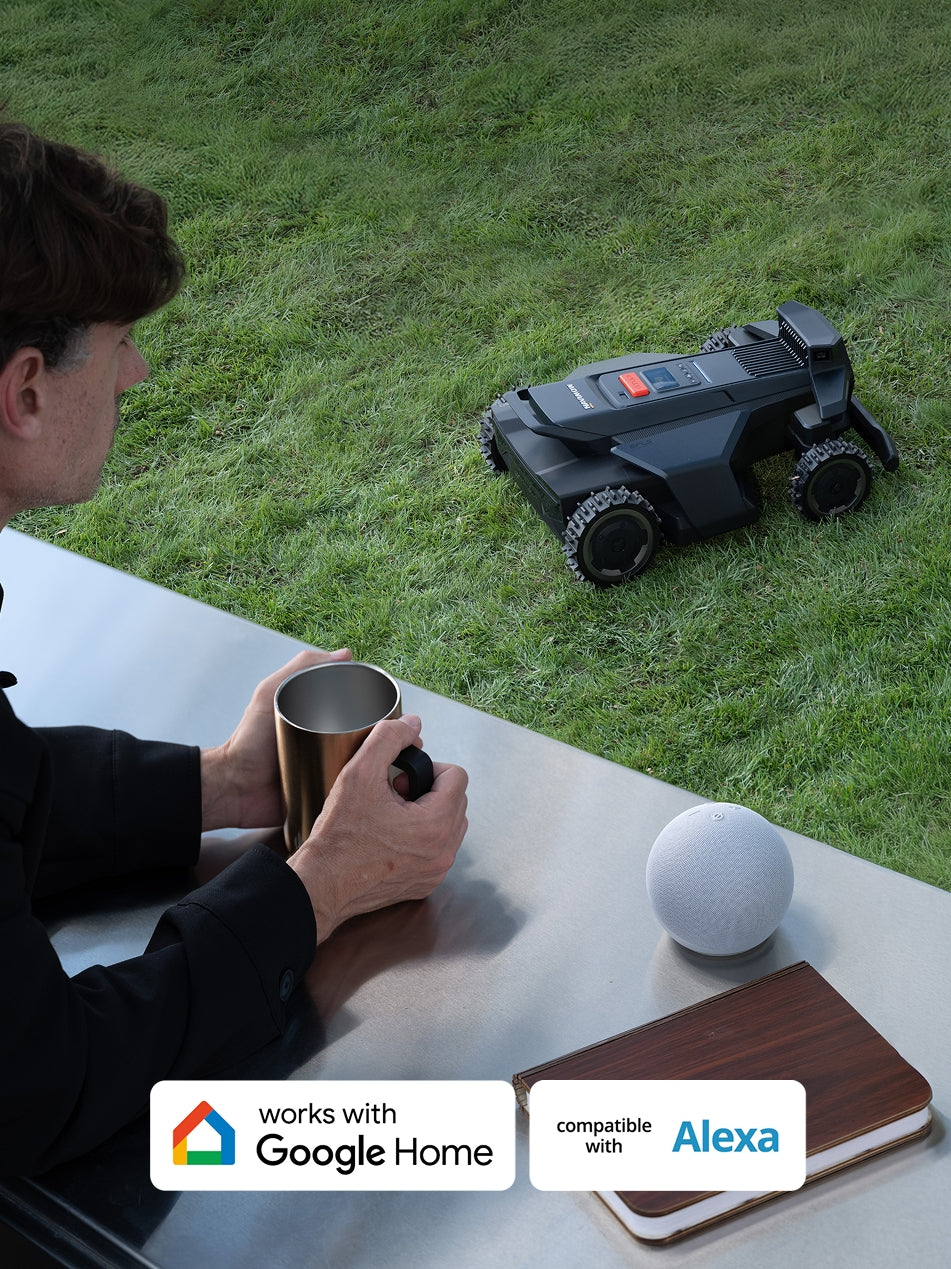 Navimow i110N robot lawn mower mows grass for the man.