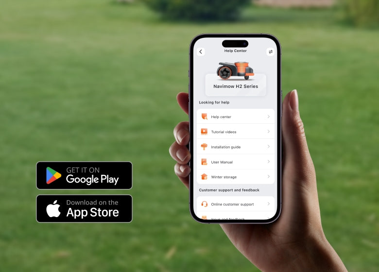 Navimow i Series robot lawn mower app on a smartphone.