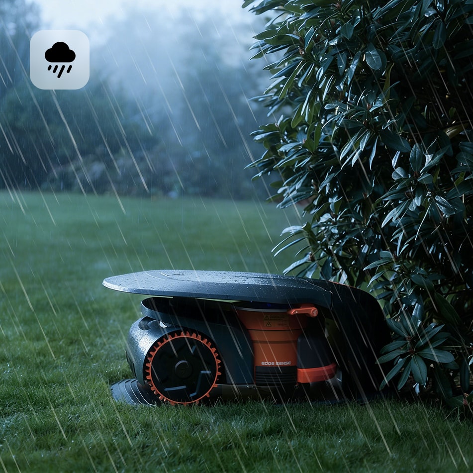 Segway Navimow i Series robot lawn mower parked in rain