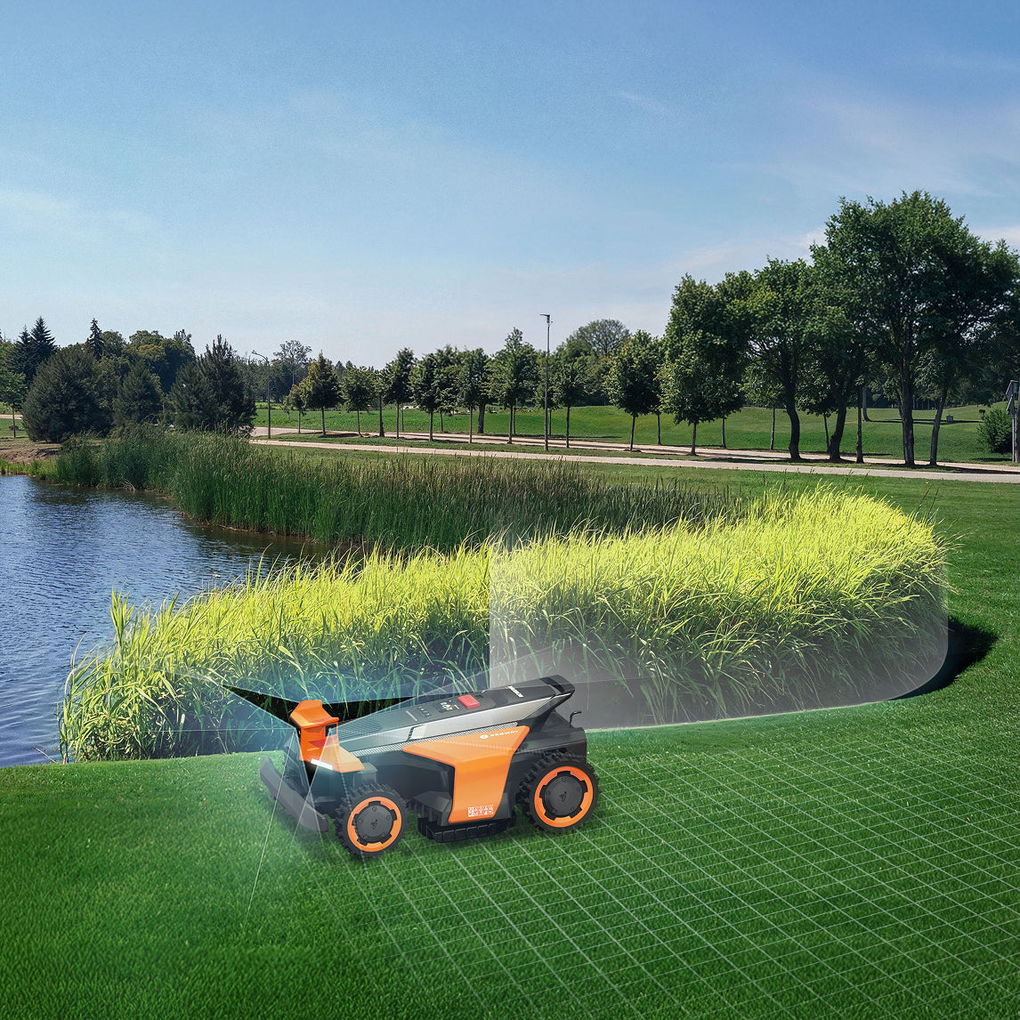 Segway Navimow i110N robot lawn mower on the green grass.