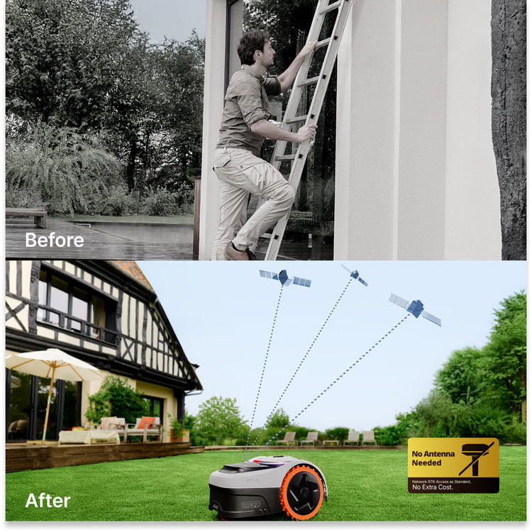 Navimow i110E robot lawn mower mows grass using precise satellites.