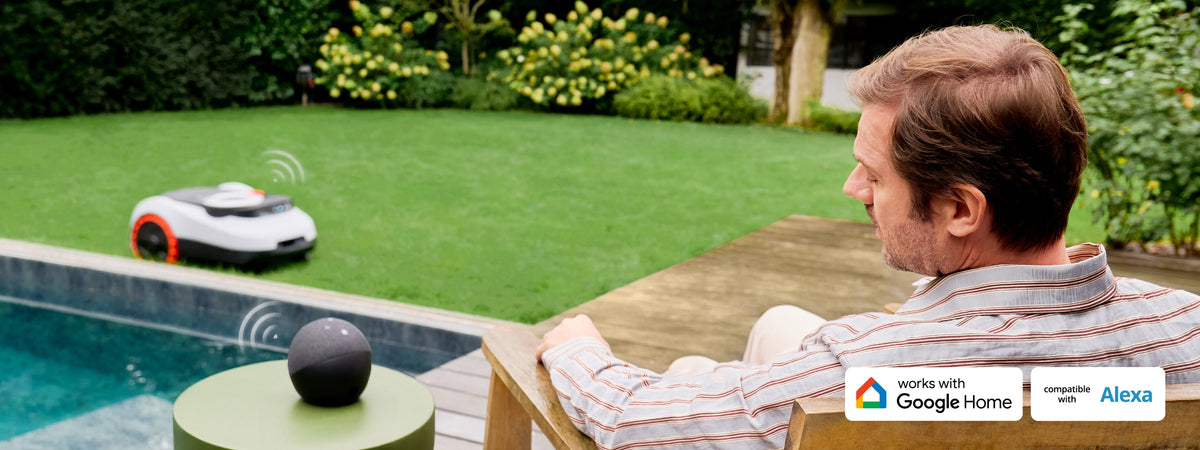 The Navimow i Series robot lawn mower mows the grass.
