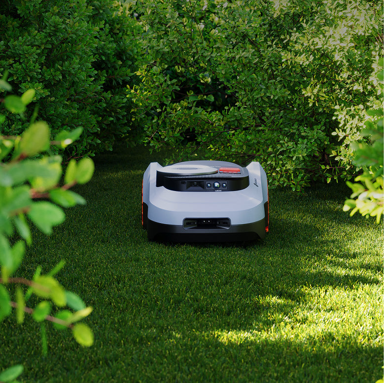 Navimow i110N robot lawn mower sits on the green grass.